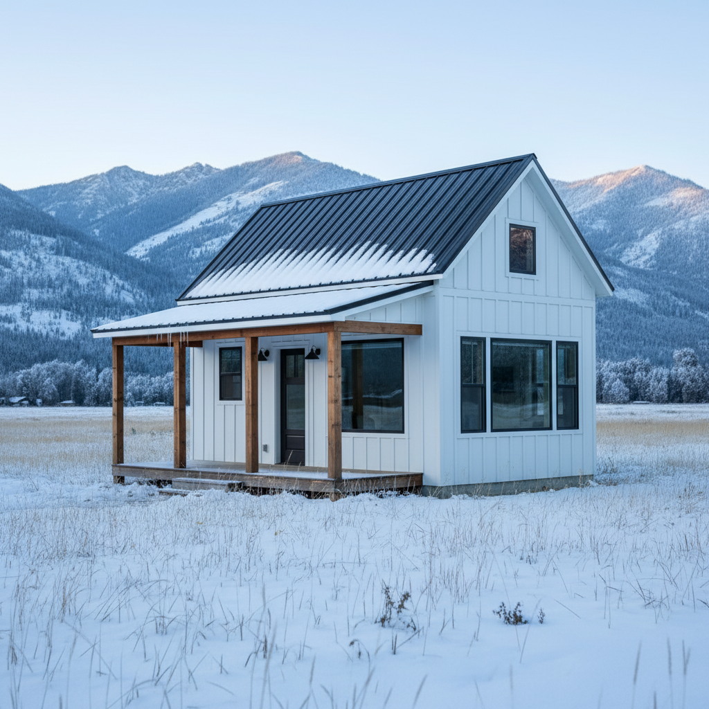 Your tiny house in the first snow — Rocky Mountains